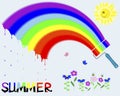 Rainbow and painted the word Summer. Royalty Free Stock Photo