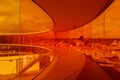 Rainbow panorama created by Olafur Eliasson at the rooftop of ARoS Aarhus Art Museum. Royalty Free Stock Photo