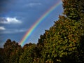 Rainbow on the park after an incessant rain Royalty Free Stock Photo