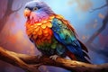 Rainbow parrot sitting on a tree branch in the forest. generative AI Generative AI