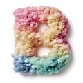 Rainbow Pastel Letter B Fluffy Cloud like Texture on White Background Royalty Free Stock Photo