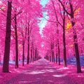 Rainbow Path: A Journey Through a Colorful Forest Royalty Free Stock Photo