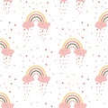 Rainbow pattern and clouds with strawberry rain Royalty Free Stock Photo
