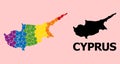 Rainbow Pattern Map of Cyprus Island for LGBT