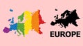 Rainbow Pattern Map of Europe for LGBT