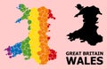 Rainbow Pattern Map of Wales for LGBT