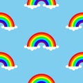Rainbows in clouds colored seamless background Royalty Free Stock Photo