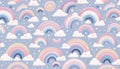 A Rainbow pattern with whimsical pastel arcs and clouds, Ai generated image Royalty Free Stock Photo