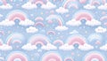 A Rainbow pattern with whimsical pastel arcs and clouds, Ai generated image Royalty Free Stock Photo