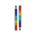 Rainbow pencil doodle icon