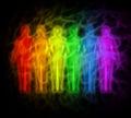 Rainbow people - rainbow silhouettes of human aura Royalty Free Stock Photo