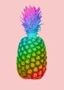 Rainbow pineapple retro