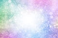 Rainbow pink glitter unicorn birthday background or green purple pony mermaid watercolor Royalty Free Stock Photo