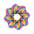 Rainbow pinwheel with copy space in the center for pride movement