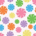 Rainbow Pinwheel Daisies vector seamless repeat pattern
