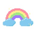 Rainbow pixel art with sparkle