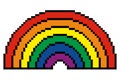 Rainbow pixel art on white background