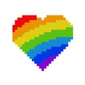 Rainbow pixel heart lgbt color symbol of homosexual love Royalty Free Stock Photo