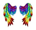 Rainbow polygonal folded wings on white background Royalty Free Stock Photo