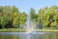 Rainbow In A Pond At The Vondelpark Park At Amsterdam The Netherlands