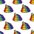 Rainbow poo seamless doodle pattern,  illustration Royalty Free Stock Photo