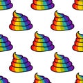 Rainbow poo seamless doodle pattern,  illustration Royalty Free Stock Photo