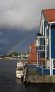 Rainbow at the port of Egersund Royalty Free Stock Photo