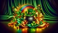 a rainbow pot gold lucky shamrock st patricks day Irish luck clover march leprechaun holiday Ireland season golden celtic