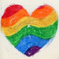 Rainbow Heart Drawn With Oil Pastels On Paper Royalty Free Stock Photo