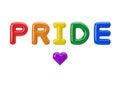 Rainbow PRIDE letters isolated on white background. LGBT community, include lesbians, gays, bisexuals and transgender Royalty Free Stock Photo