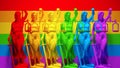 Rainbow Pride Vibrant LGBTQ Lady Justice Women Balance Statues Line Up
