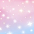 Rainbow princess background, soft pink backdrop with shining stars. Fantasy unicorn sky pearlescent backdrop. Cute unusual hologra