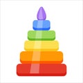 Rainbow pyramid. Children's plastic toy. Cartoon style. Vector illustration. Royalty Free Stock Photo