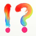 Rainbow question and exclamation marks Royalty Free Stock Photo