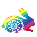 Rainbow rabbit with ornament