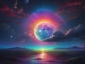 Rainbow Radiance: Enchanting Lunar Emanation