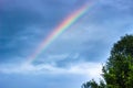 Rainbow after the rain in the cloudy sky Royalty Free Stock Photo