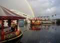Rainbow and rain storm Brighton Pier uk