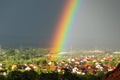 Rainbow after rain in Valjevo town, Serbia Royalty Free Stock Photo