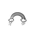 Rainbow and raining clouds hand drawn sketch icon. Royalty Free Stock Photo