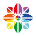 Rainbow Ray Flower Clematis Flat Vector Icon for Printing Anticlockwise B Royalty Free Stock Photo