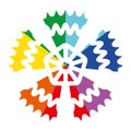 Rainbow Ray Flower Dianthus Flat Vector Icon for Printing Clockwise F Royalty Free Stock Photo