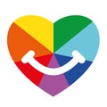Rainbow Ray Heart With A Smile Flat Vector Icon for Printing Clockwise G Royalty Free Stock Photo