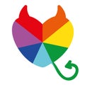 Rainbow Ray Heart With Tail and Horns Flat Vector Icon for Printing Clockwise B Royalty Free Stock Photo