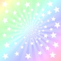 Rainbow rays and stars explosion background