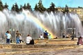 Rainbow reflected in the spray of the fountain Royalty Free Stock Photo