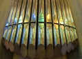 Rainbow reflection on organ pipes Royalty Free Stock Photo