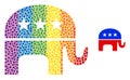 Rainbow Republican Elephant Collage Icon of Spheres