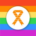 Rainbow ribbon color glyph icon. LGBT support.