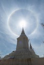 rainbow ring phenomenon that occurs around sun is rare natural phenomenon that occurs frequently during rainy season and rainbow